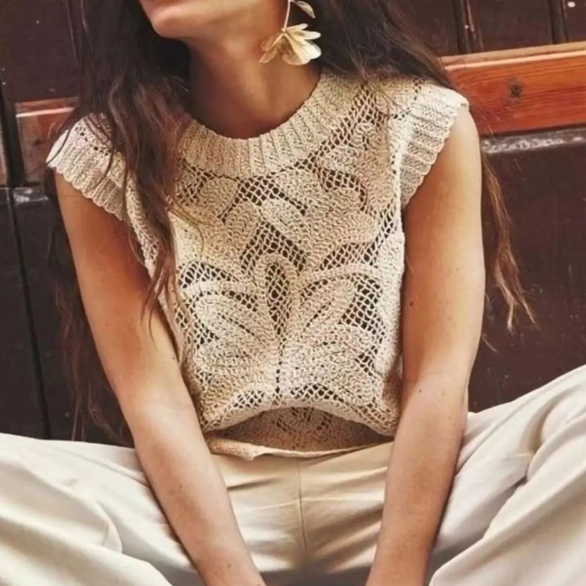 Crochet Top Boho - Summer New Women Boho Crochet Vest