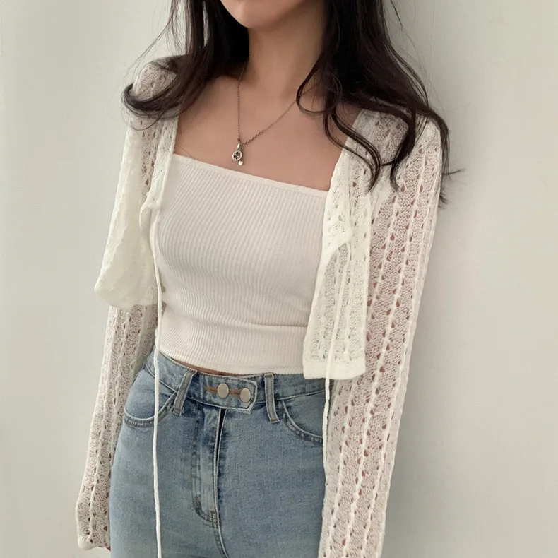 Women Tie Front Crop Cardigan  - Crochet Top Boho recension och pris