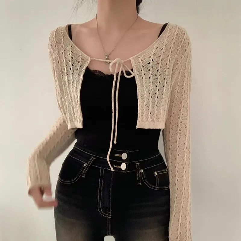 Women Tie Front Crop Cardigan  - Crochet Top Boho recension och pris