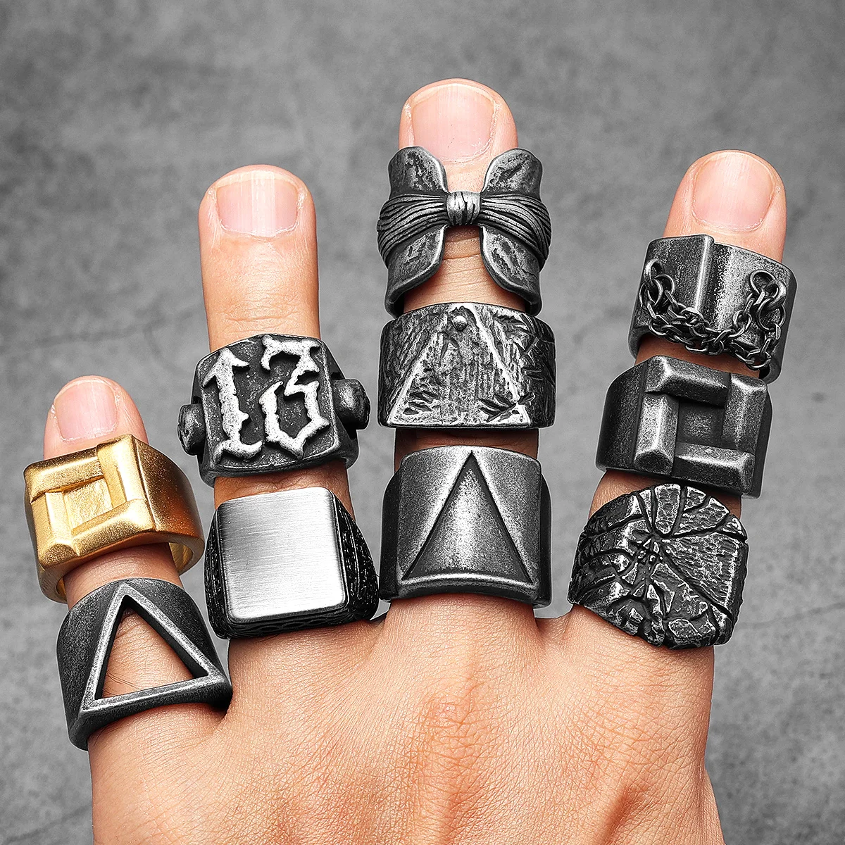 Retro Triangle Men Rings Stain - Vintage Fashion Newtown recension och pris