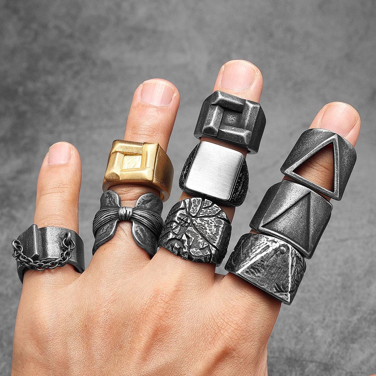 Retro Triangle Men Rings Stain - Vintage Fashion Newtown recension och pris