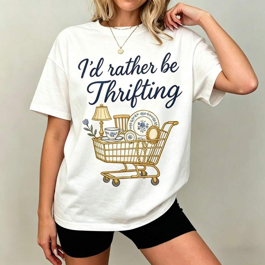 [Graphic Tee] 100% Cotton I'd  - Thrift Vintage Fashion Usa recension och pris