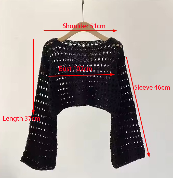 Long Sleeve Crochet Knit Top S - Crochet Top Boho recension och pris