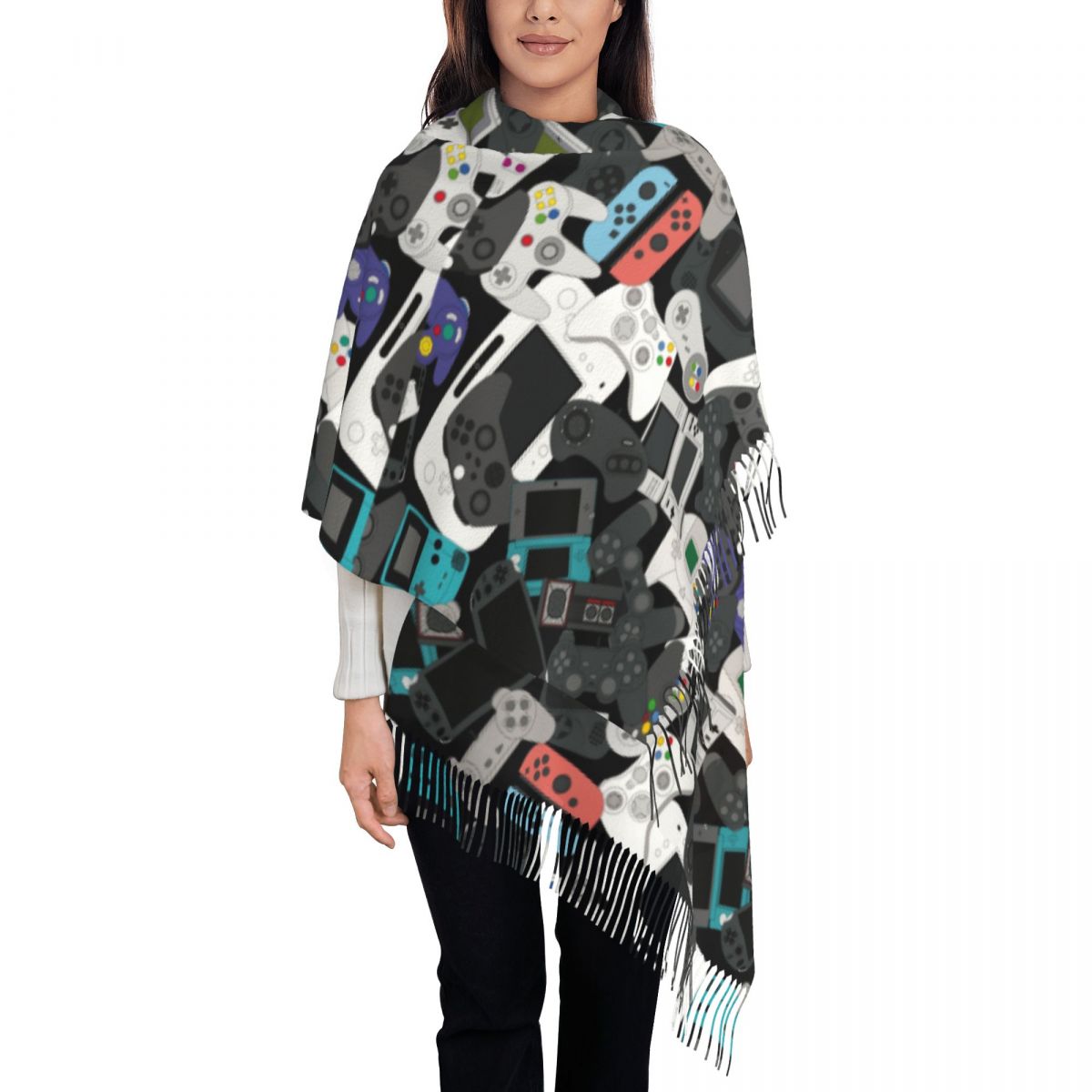 Gamer Controller Tassel Scarf  - Vintage Fashion Videos recension och pris
