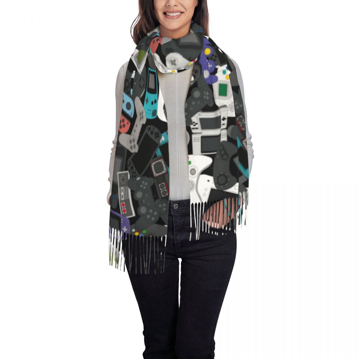 Gamer Controller Tassel Scarf  - Vintage Fashion Videos recension och pris