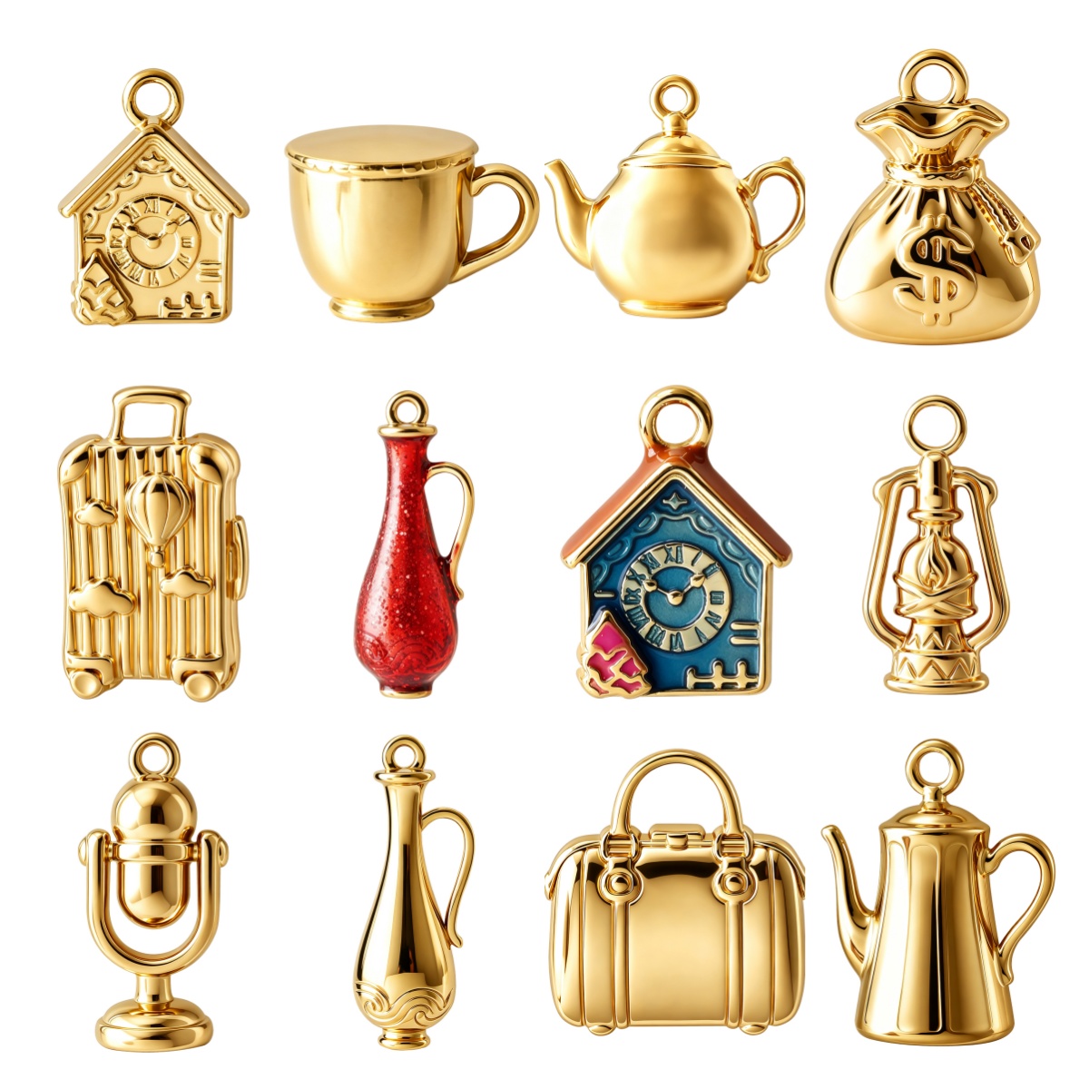 3Pcs Gold Plated Enamel Charms - Vintage Fashion Houses recension och pris