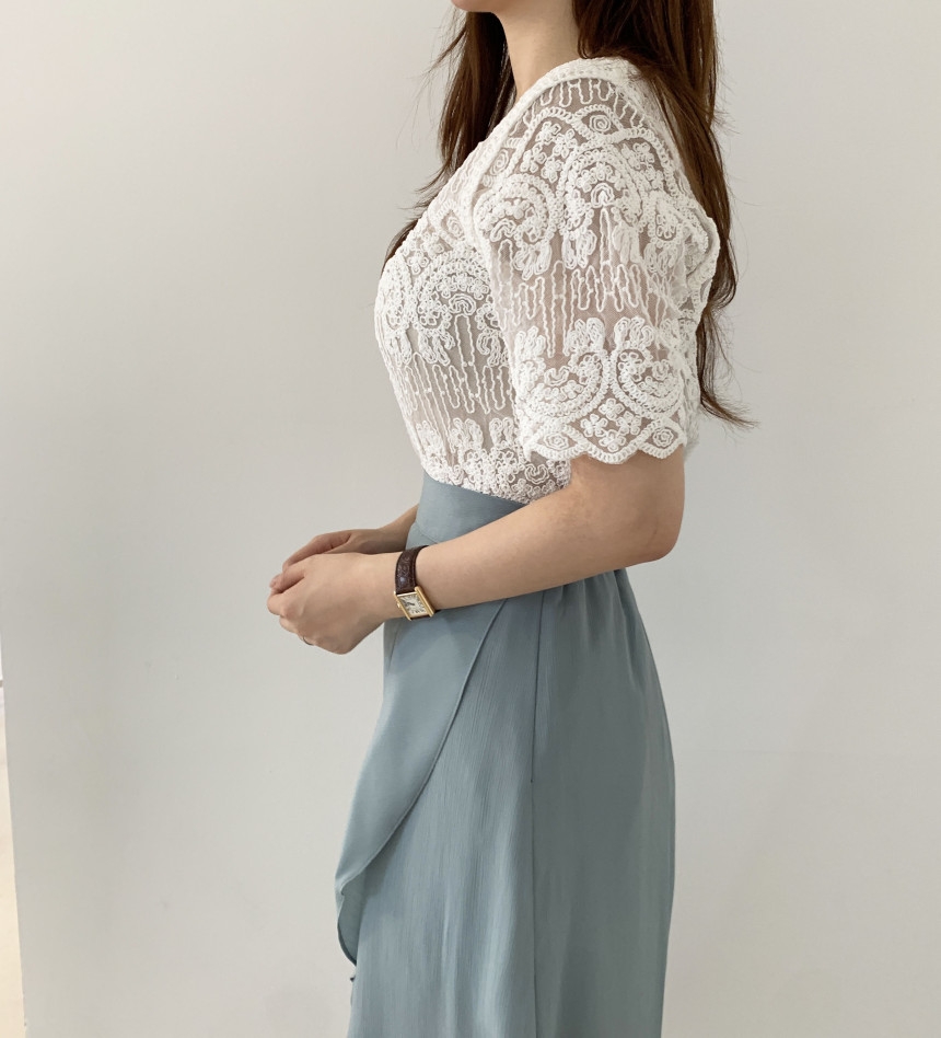Sheer Embroidery Lace Blouse C - Crochet Top Boho recension och pris