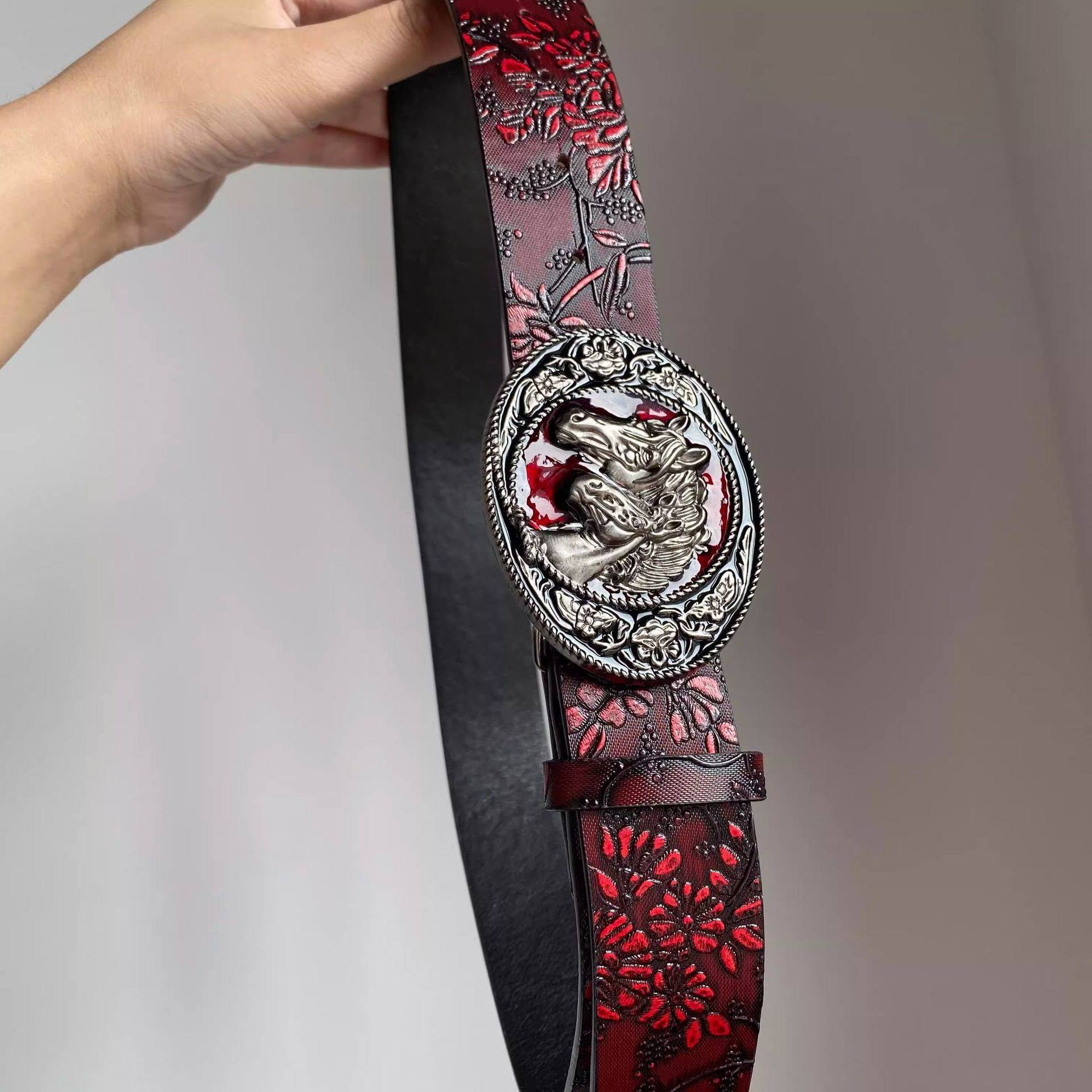Vintage Red Floral Waist Belt  - Vintage Fashion Outfits Men recension och pris