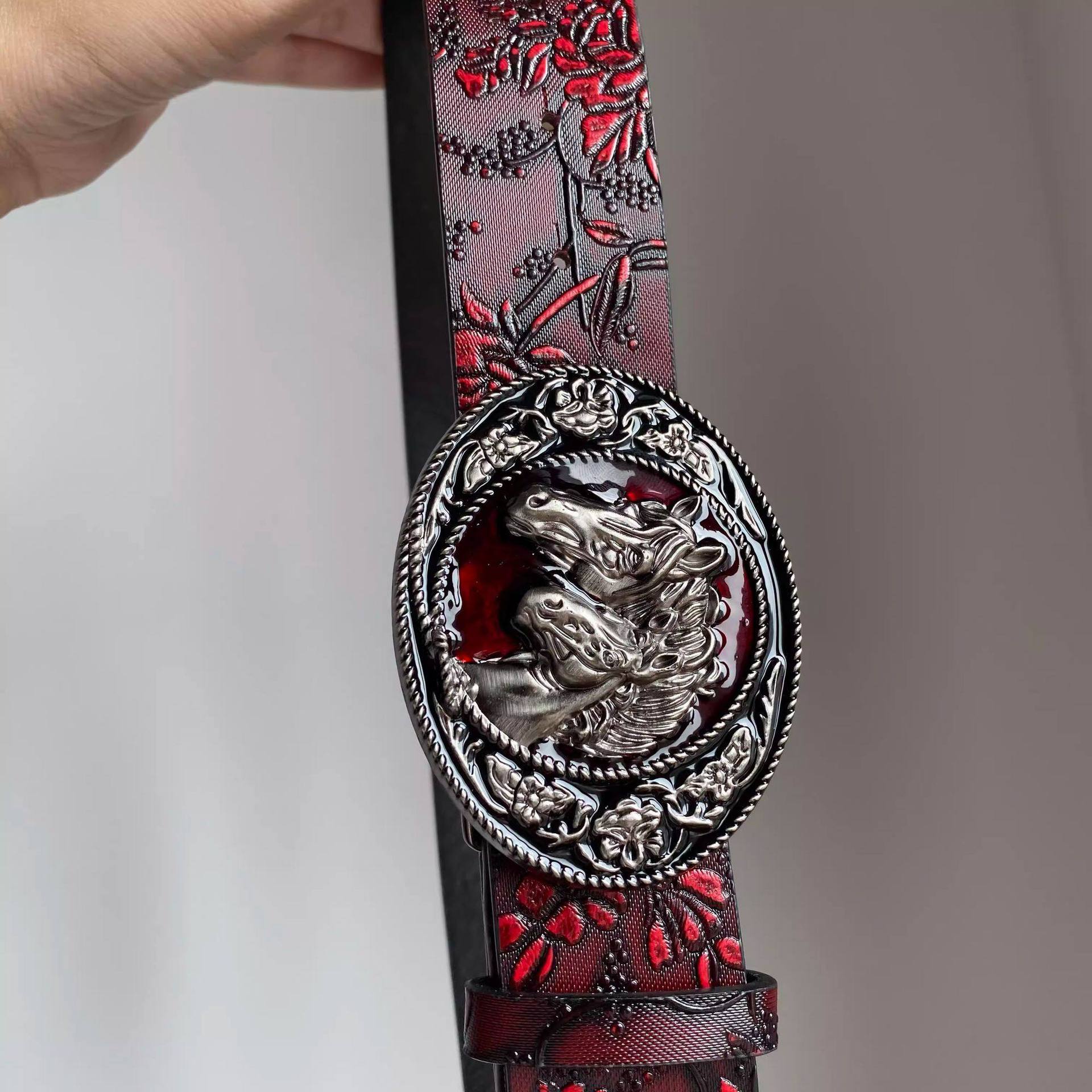 Vintage Red Floral Waist Belt  - Vintage Fashion Outfits Men recension och pris