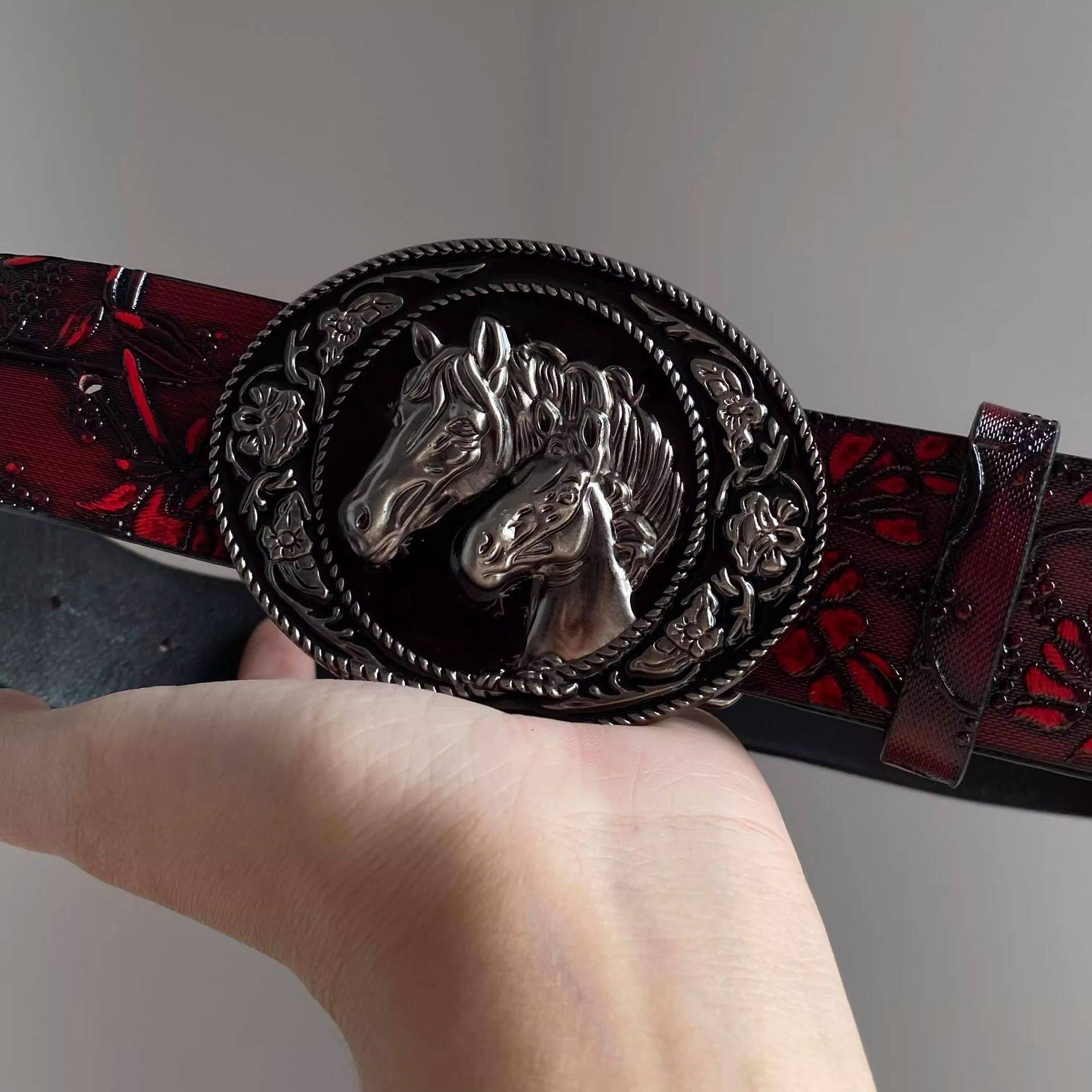 Vintage Red Floral Waist Belt  - Vintage Fashion Outfits Men recension och pris