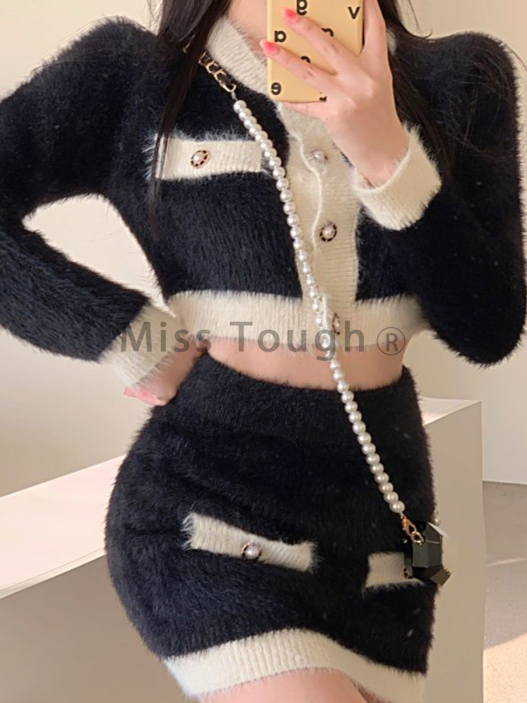 Winter Fluffy Knit 2 Piece Set - French Vintage Fashion recension och pris