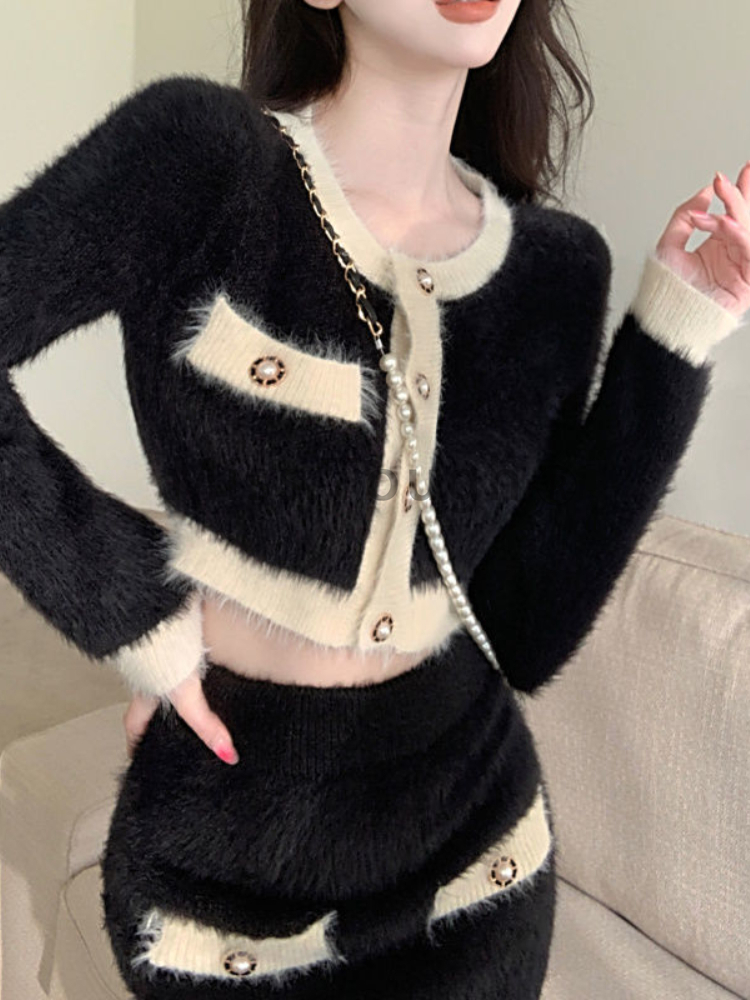 Winter Fluffy Knit 2 Piece Set - French Vintage Fashion recension och pris