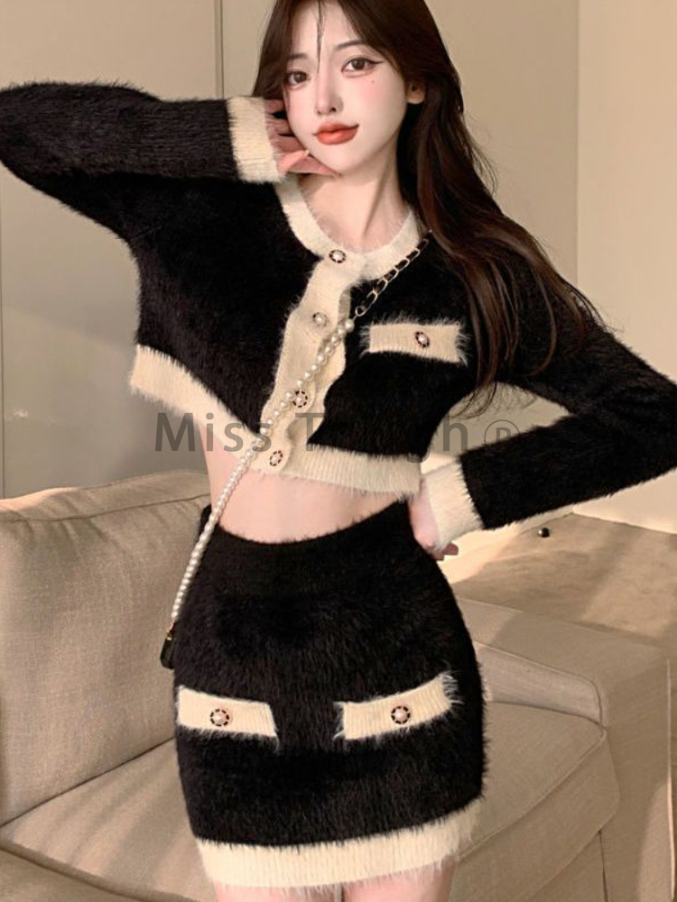 Winter Fluffy Knit 2 Piece Set - French Vintage Fashion recension och pris