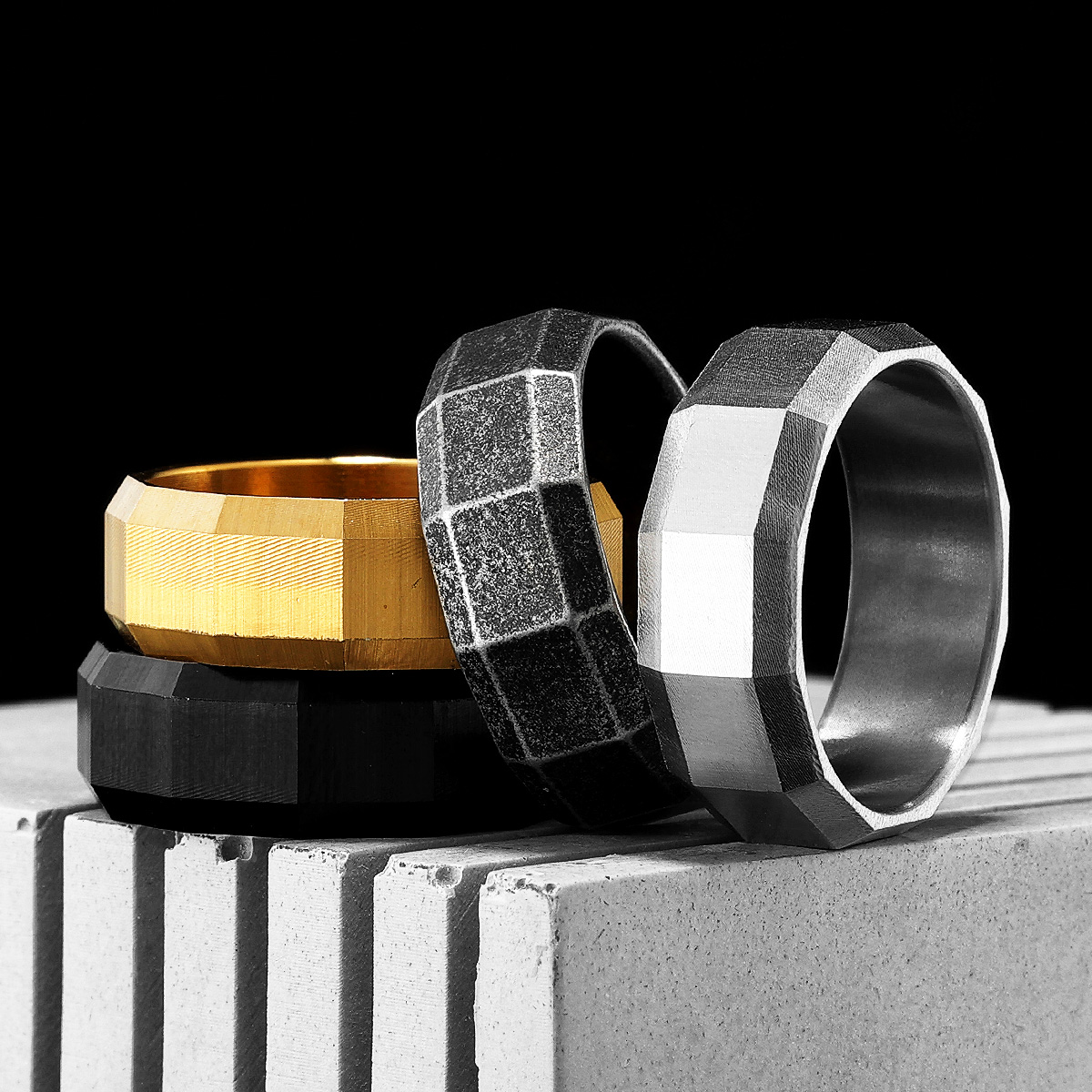 Geometric Cuts Men Rings Stain - Vintage Fashion Newtown recension och pris