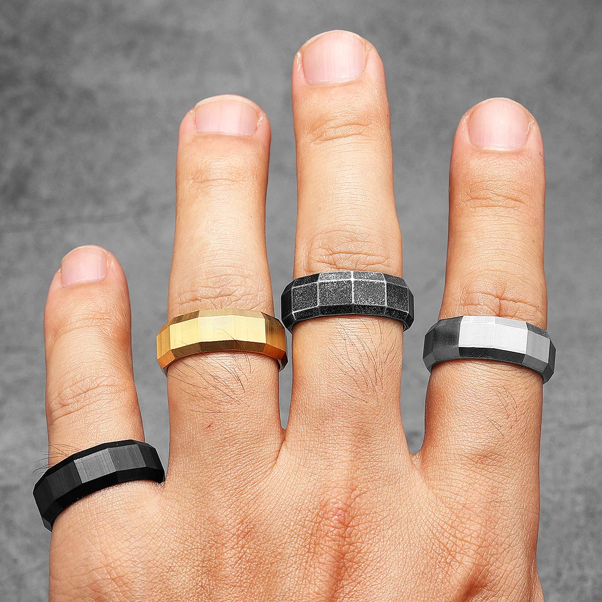 Geometric Cuts Men Rings Stain - Vintage Fashion Newtown recension och pris