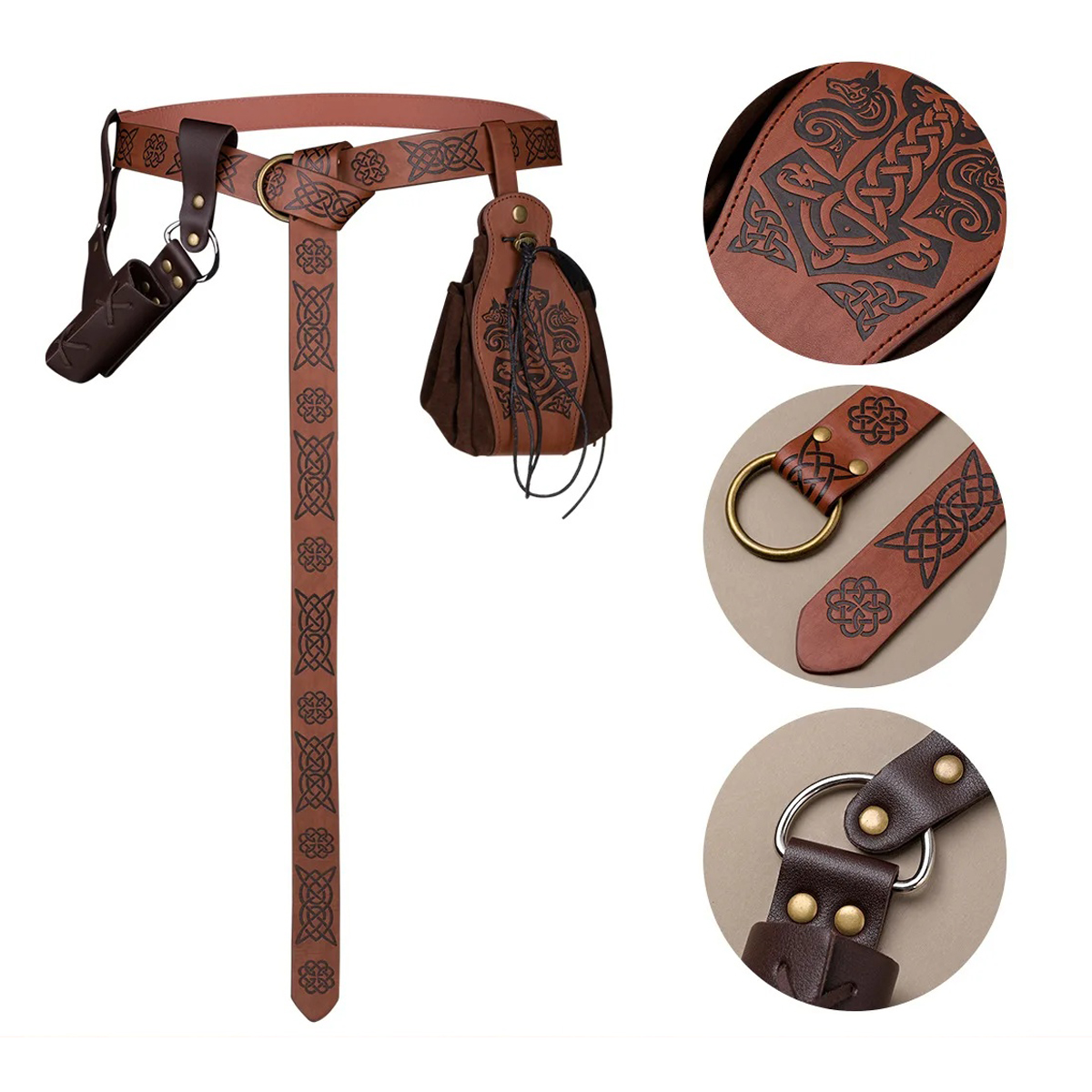 Medieval Leather Belt Set Pu L - Vintage Fashion Faire recension och pris