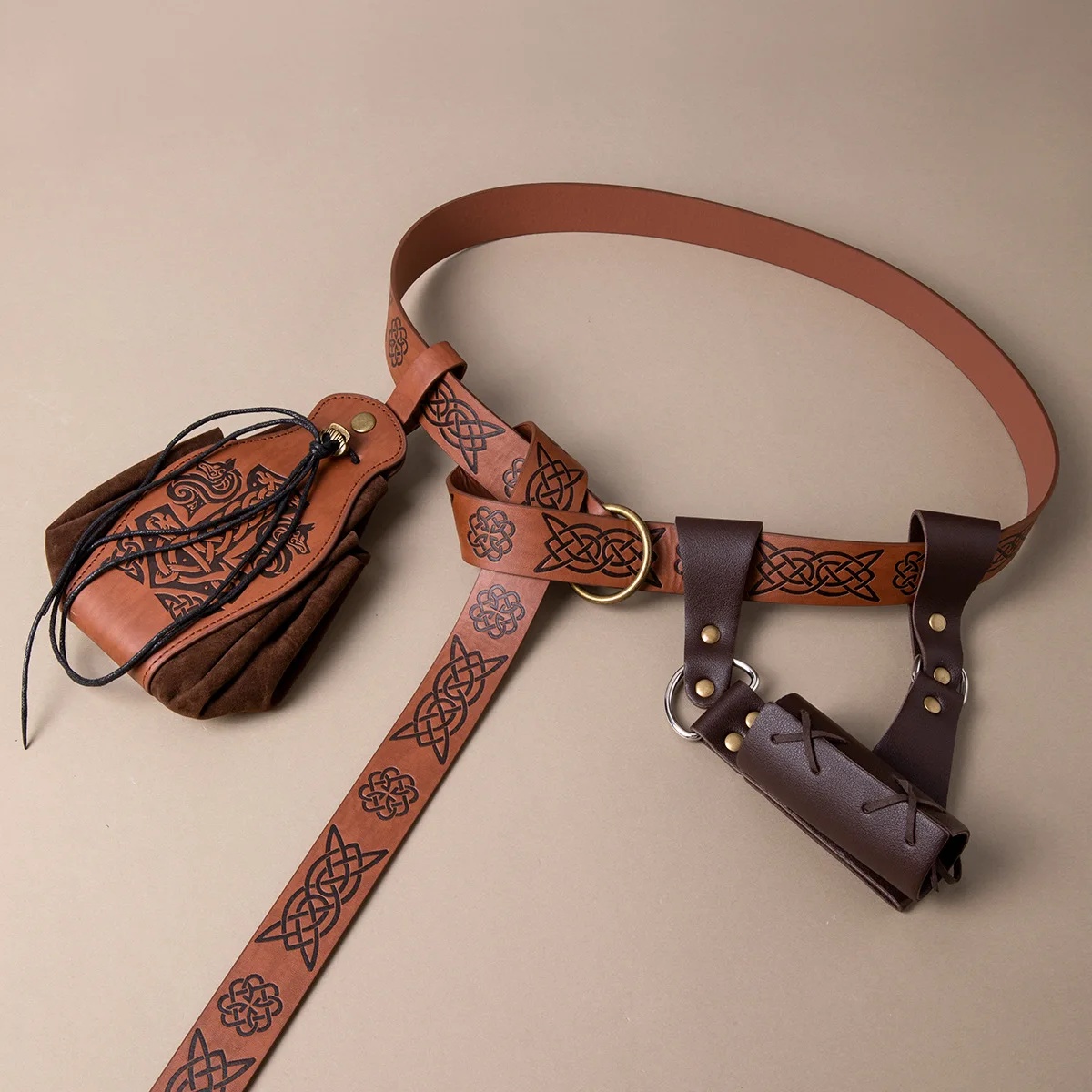 Medieval Leather Belt Set Pu L - Vintage Fashion Faire recension och pris