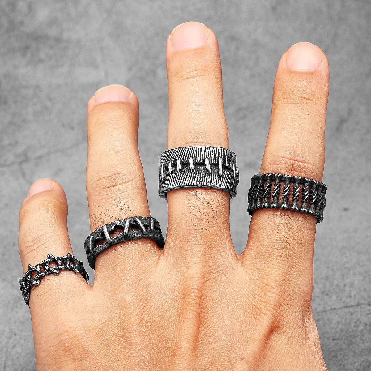 Retro Suture Men Rings Stainle - Vintage Fashion Newtown recension och pris