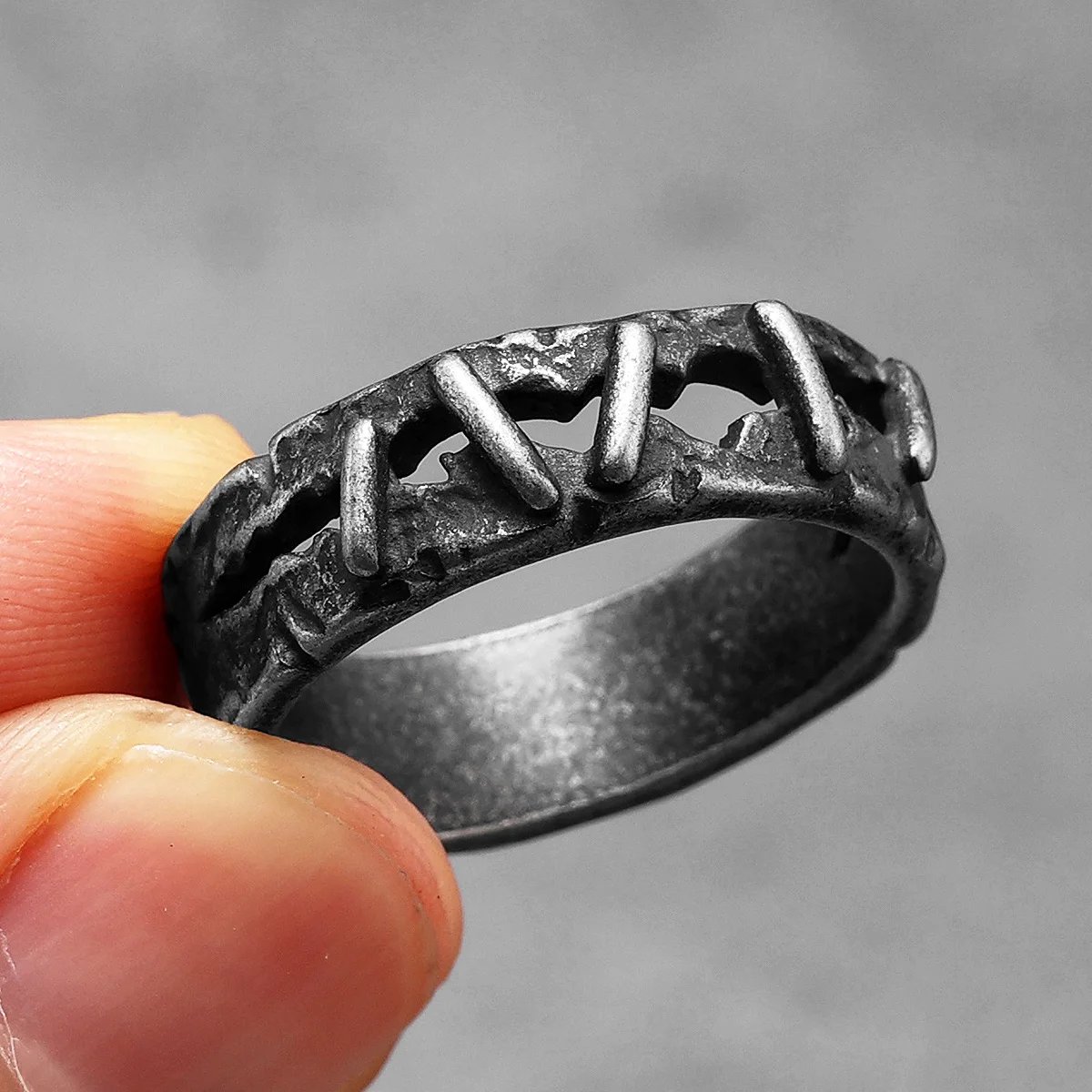 Retro Suture Men Rings Stainle - Vintage Fashion Newtown recension och pris